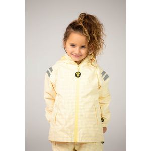 Ducksday - Regenjas Kinderen - Waterdicht - Ademend - Reflecterend - Regenkleding Unisex - Lemonade - Licht geel en wit - Maat 140