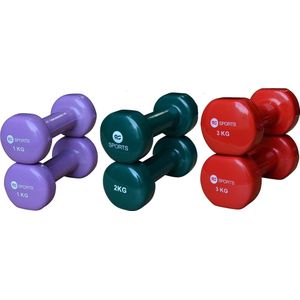 RS Sports Dumbells set l Vinyl dumbells l set met 1, 2 en 3 kg l per paar geleverd