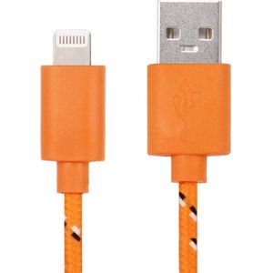 2 m Nylon netting Style USB Data Transfer oplaadkabel, voor iPhone 6 & 6 Plus, iPhone 6s & 6s Plus, iPhone 5 & 5S & 5C, compatibel met maximaal iOS 11.02 (oranje)