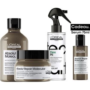 L'Oréal Professionnel Absolut Repair Molecular Bundel + cadeau - Shampoo 300ml, Masker 250ml, Tecni.Art Flex Pli 190ml en cadeau Rinse-Off serum 75ml - Voordeelverpakking