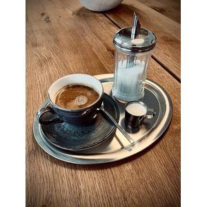 Melkkannetjes 4-delige set, kleine kannetjes voor koffieroom/melk, slagroomgieter & dienblad ""koffiehuis
