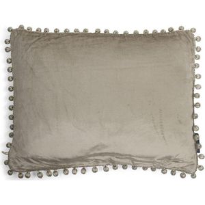 Fluwelen Kussen Pom Pom Beige (45 x 35 cm)