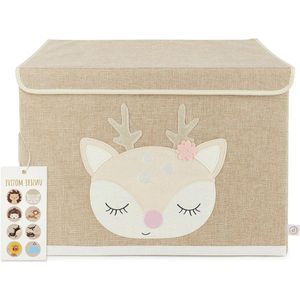 Opbergbox met deksel | 65L opvouwbaar | ca. 36x36x51cm | Speelgoedbox voor kinderen | Dozen met deksel | Grote opbergbox | Organiser voor luiertafel | Ella het hertje