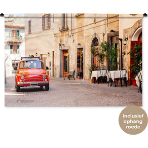 Wandkleed Italië - Oude vintage auto in Italiaanse straat Wandkleed katoen 120x80 cm - Wandtapijt met foto