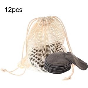 Herbruikbare wattenschijfjes - trus. - bamboe - zwart - houtskool - katoenen waszak - wasbare wattenschijfjes – wasbare make up pads - herbruikbaar – reusable make up pads – wasbare wattenschijfjes bamboe