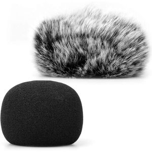 Harige en Foam Windscherm voor Microfoon - Wind Cover Compatibel met diverse modellen - 2Pack