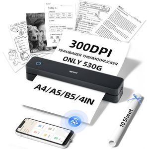 iDPRT MT610pro Draagbare Thermische Printer, 300 DPI - Mobiele Bluetooth voor Onderweg, A4 Geschikt voor Voertuigen, Kantoor, Thuis, School - Compatibel met iOS, Android en Tablet