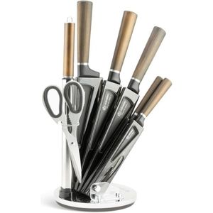 Edenberg EB-933 8-Delige Messenset – Carbon Steel – Draaibaar Messenblok – Ergonomische Handgrepen