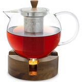 Sencha design theepot met Oolong houten stoof 1,3 l zeefinzet