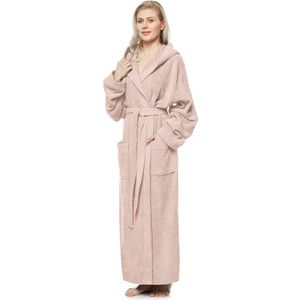 Ibenzoa - Damesbadjas - Hoogwaardige Badstof Katoen - Met Capuchon - Twee Lengtes