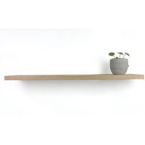 Zwevende boekenplank 60 x 19 cm recht rustiek 25 mm eiken - Eiken plank - Wandplank zwevend - Wandplank hout - Boomstam plank - Muurplank - Muurplank zwevend