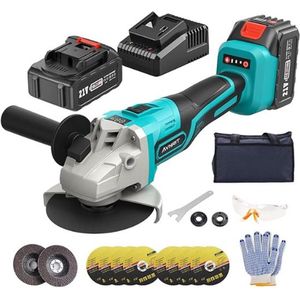 Professionele Haakse Slijpers – 125 mm – Slijptol – Met Accu – Slijpmachine – Multifunctioneel Design – 9000RMP – 1200W Motor – Blauw