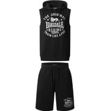 Lonsdale - Shotley - Kapuzensweatshirt & Shorts Set - Zwart/Grijs - Normale Passform