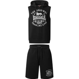 Lonsdale - Shotley - Kapuzensweatshirt & Shorts Set - Zwart/Grijs - Normale Passform