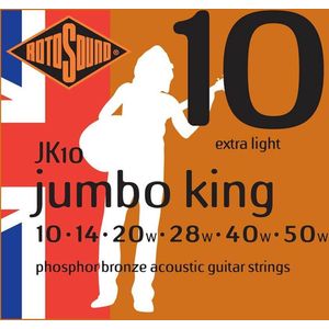 Rotosound Jumbo King, Phosphor Bronze Acoustic Guitar Strings, Extra Light, 10-50