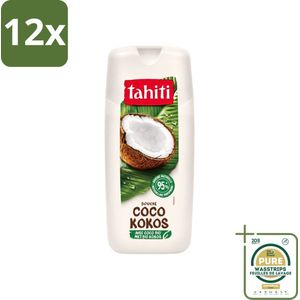 Tahiti - Douchegel - Biologische Kokos - 100% Vegan - 300 ml - Voordeelverpakking - 12 stuks - Biologisch - Hydratatie
