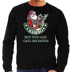 Grote maten Foute Kerstsweater / Kerst trui Rambo but you can call me Santa zwart voor heren - Kerstkleding / Christmas outfit XXXL
