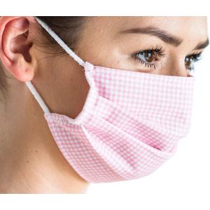 Mondkapje wasbaar - Pink Check - Herbruikbaar mondkapje - Stoffen mondmasker - Mondkapje Katoen - Niet-medisch mondkapje
