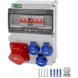 Bouwstroomverdeler met CEE-meter - Compleet bedraad 32A en 16A, IP65, wandverdeler