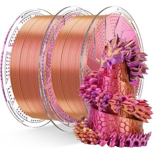 Zijde PLA Tricolor Filament - Rood, Goud, Paars - 1.75mm - 2x1KG 3D Printer Filament