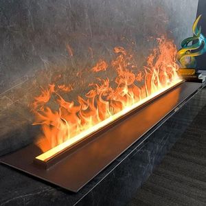 Elektrische Inbouw Sfeerhaard 100 cm – 7 Kleuren LED Vlammen, 5 Helderheidsniveaus – Roestvrijstaal – Stoomhaard met Verneveling – Afstandsbediening & Touchbediening – Wit/Zwart