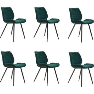 Bronx71® Velvet eetkamerstoel Toby donkergroen - Eetkamerstoelen set van 6