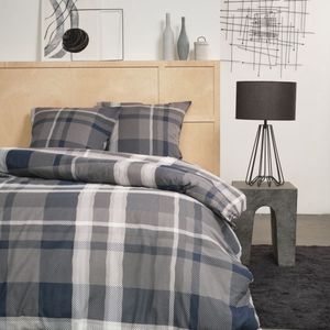 Flanel dekbedovertrek - 260 x 220/240 - ruit blauw