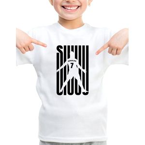 SIUU Kinder shirt - Kinder T-Shirt - Wit - Maat 98/104 - T-Shirt leeftijd 3 tot 4 jaar - Grappige teksten - Cadeau - Shirt cadeau - Ronaldo T-Shirt - T-shirt met afbeelding - SIUUU