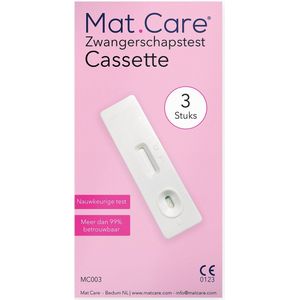 Mat Care zwangerschapstest Thuistest Cassette Ultra - vroege zwangerschapstesten - extra gevoelig - 3 stuks