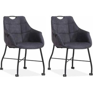 MX Sofa Eetkamerstoel Promise - Antraciet (set van 2 stoelen)
