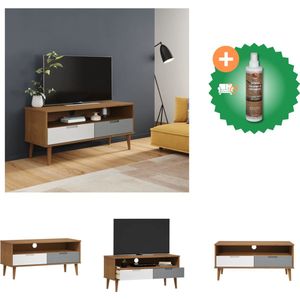 vidaXL Tv-meubel MOLDE 106x40x49 cm massief grenenhout bruin - Kast - Inclusief Houtreiniger en verfrisser