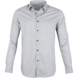 Dstrezzed - Overhemd Dessin Wit - S - Heren - Modern-fit