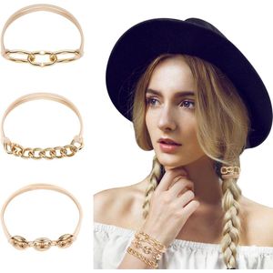 Modieuze elastische haarelastiekjes voor dames en meisjes - Set van 3 - Goudkleurig