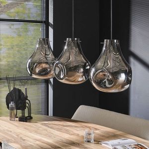 DePauwWonen - Hanglamp Dimple Glass - 3L - E27 Fitting - Hanglampen Eetkamer, Woonkamer, Industrieel, Plafondlamp, Slaapkamer, Designlamp voor Binnen - Glas | Kristal, Metaal | IJzer