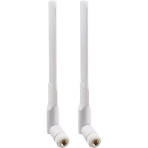 Set van 2 dual band wifi antennes met RP-SMA mannelijke aansluiting, 8dBi versterking en ondersteuning voor 2.4 GHz, 5 GHz en 5.8 GHz, ideaal voor beveiligingscamera's, routers en draadloze netwerken