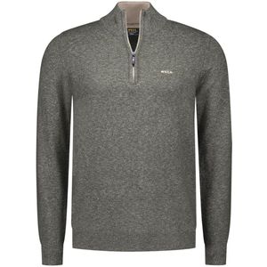 NZA - Auckland - Trui - Bottle Green Melange - Half Zip Stretch