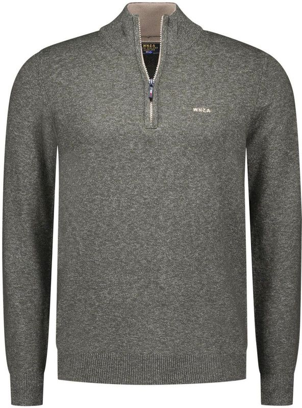 NZA - Auckland - Trui - Bottle Green Melange - Half Zip Stretch