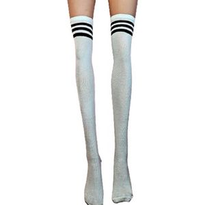 BamBella® - Hoge knie kousen - Zwart Witte strepen - Dames - sokken