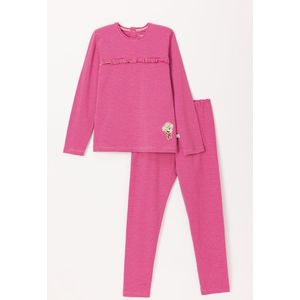 Woody pyjama meisjes/dames - roze gestreept - labradoodle - 242-10-PZG-Z/908 - maat 128