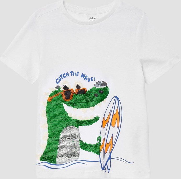 T-shirt - Regular-fit - Katoenen Jersey - Met Pailletten