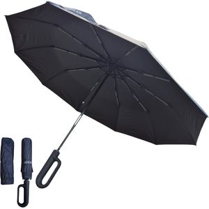 AeroQ – Ultra Windbestendige Paraplu – Windproof & Waterdicht – Reflecterende Veiligheidsstrip – Compact & Draagbaar – 107 CM – Ideaal voor Reizen, Stormen & Regen – Storm Paraplu – Stevige Paraplu voor Heren & Dames – Ideaal voor Dagelijks Gebruik