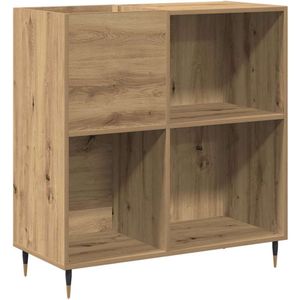 Platenspeler Meubel - LP-kast - Platenspelerkast - Draaitafelstandaard - Platenspelerstandaard - Vintage Displayplank - Artisanaal eikenkleurig