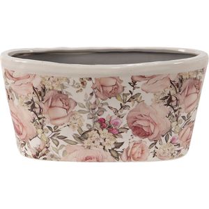 HAES DECO - Bloempot 27x13x14 cm Roze Keramiek Bloemen Bloempot binnen Plantenpot Plant pot