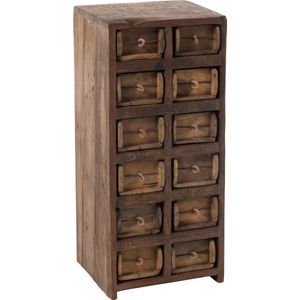 J-Line kast 12 Laden Brut - gerecycleerd hout - bruin