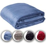 Komfortec Dikke Fleece Deken - Met kasjmier gevoel - Plaid - 450 GSM - 240x220 cm – Super Zacht – Blauw