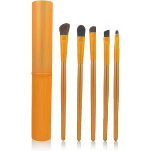 5-delige Make-up Kwasten/Brush Set + Koker - Oranje | Fashion Favorite