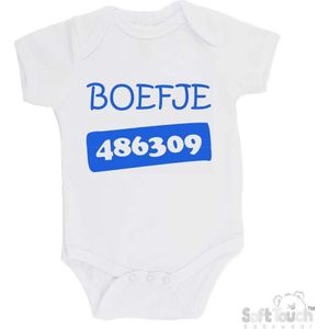 100% Katoenen Romper ""Boefje 486309"" Unisex Katoen Wit/blauw Maat 62/68
