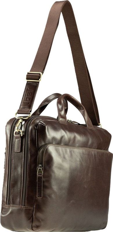 JOST Leren Business tas met laptopvak Skagen Business Bag Redbrown Donkerbruin