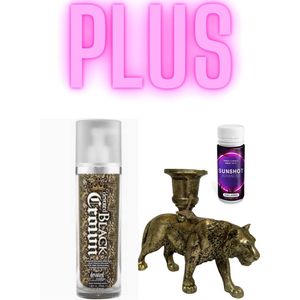 Devoted Creations Black Crown 210 ml PLUS Tijger Kandelaar Bronze PLUS Collagen Sunshot