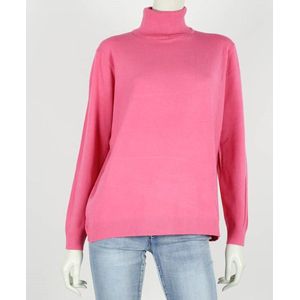 Dames col trui Roberta roze fijngebreid maat L/XL koltrui coltrui